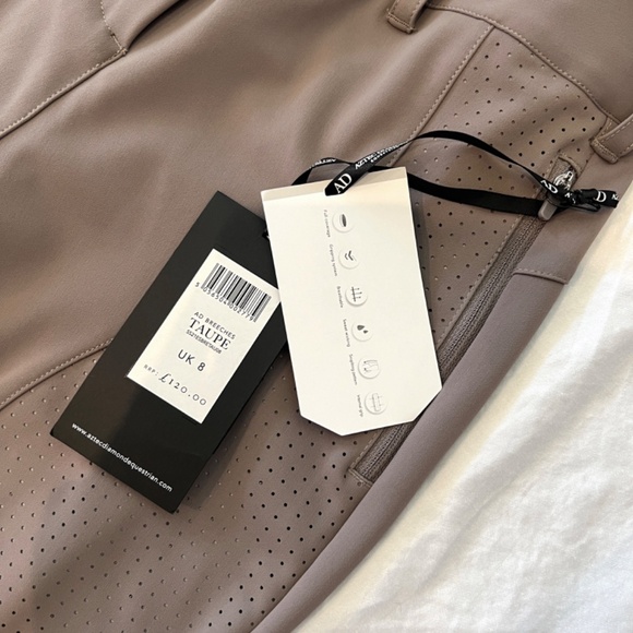 AD Breeches Size UK 8  Taupe NWT Aztec Diamond Equestrian Horse Riding Pants - Picture 5 of 15